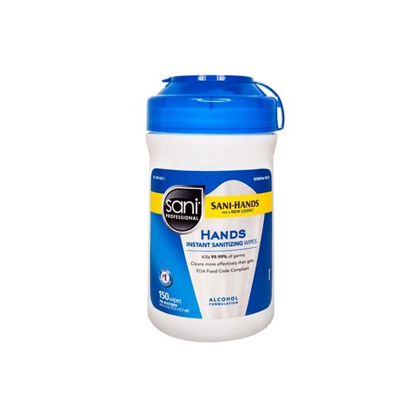 Nice-Pak Products SaniPro, HANDS INSTANT SANITIZING WIPES, 6 X 5, WHITE, 12PK P43572CT - main